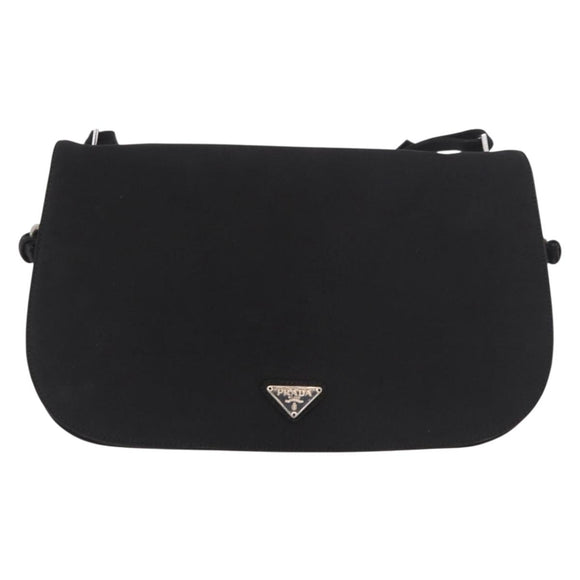 PRADA Shoulder Bag Nylon Black Silver Auth ar13984