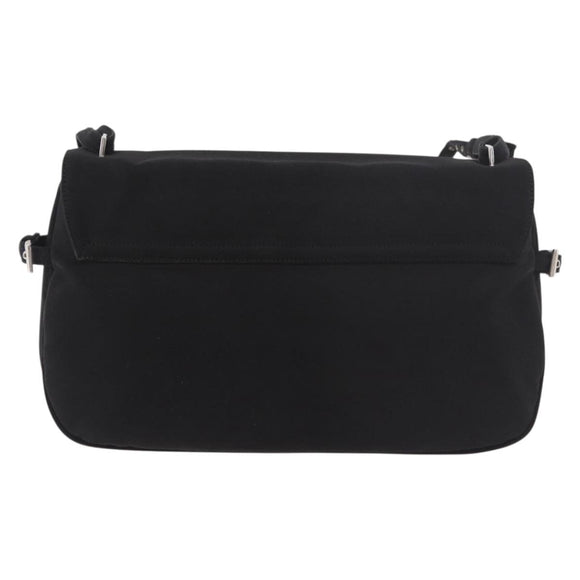 PRADA Shoulder Bag Nylon Black Silver Auth ar13984