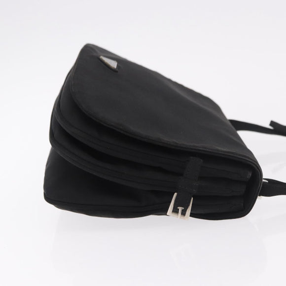 PRADA Shoulder Bag Nylon Black Silver Auth ar13984