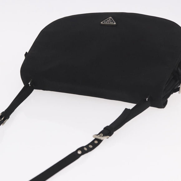 PRADA Shoulder Bag Nylon Black Silver Auth ar13984