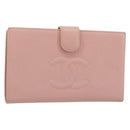 CHANEL Long Wallet Caviar Skin Pink Gold CC Auth ar13987A-1