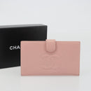 CHANEL Long Wallet Caviar Skin Pink Gold CC Auth ar13987A-21