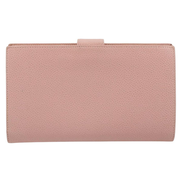 CHANEL Long Wallet Caviar Skin Pink Gold CC Auth ar13987A