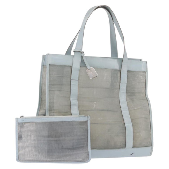 GUCCI Tote Bag Mesh Light Blue Silver 002 3754 0404 Auth ar13988