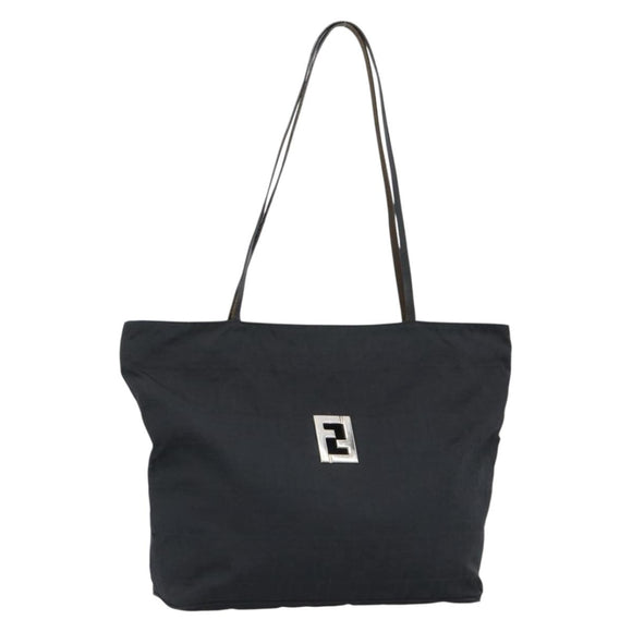 FENDI Zucca Canvas Tote Bag Nylon Black Silver Auth ar13992