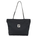 FENDI Zucca Canvas Tote Bag Nylon Black Silver Auth ar13992-13