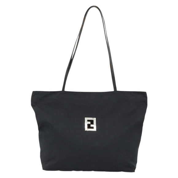 FENDI Zucca Canvas Tote Bag Nylon Black Silver Auth ar13992