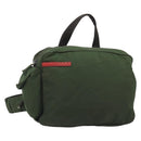 PRADA Sports Line Backpack Nylon Khaki Silver Auth ar13993-1