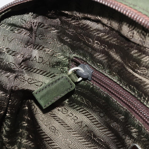 PRADA Sports Line Backpack Nylon Khaki Silver Auth ar13993
