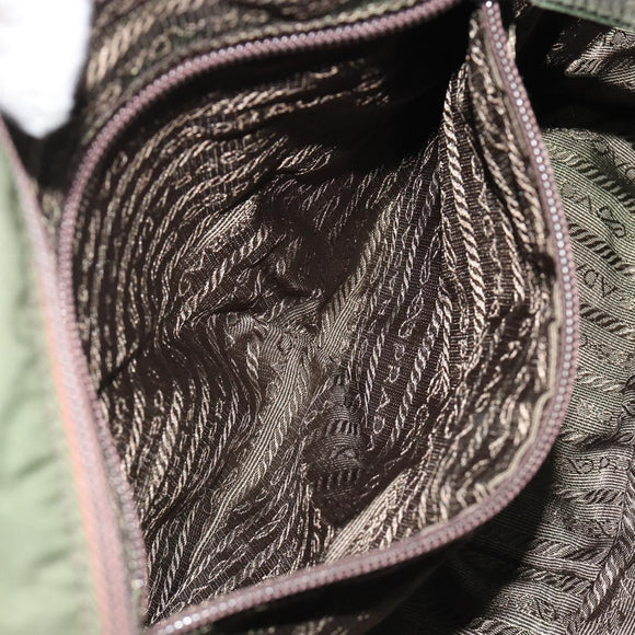 PRADA Sports Line Backpack Nylon Khaki Silver Auth ar13993
