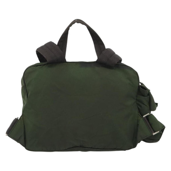 PRADA Sports Line Backpack Nylon Khaki Silver Auth ar13993