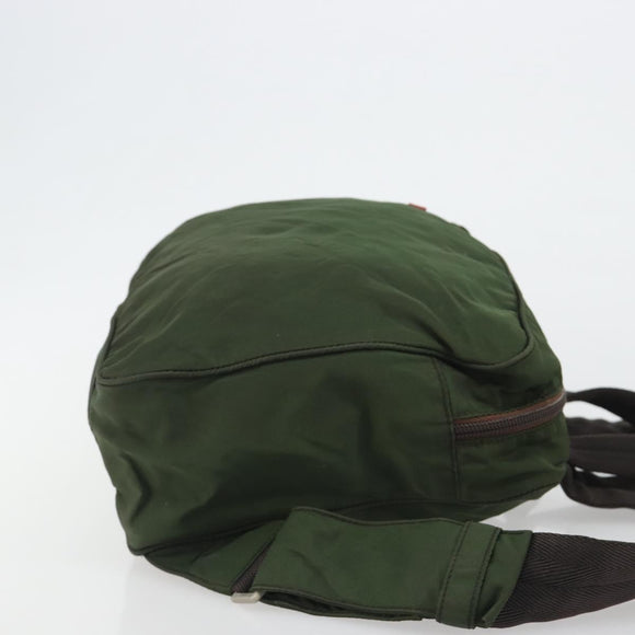 PRADA Sports Line Backpack Nylon Khaki Silver Auth ar13993