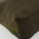 PRADA Hand Bag Nylon Khaki Silver Auth ar13995-14