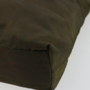 PRADA Hand Bag Nylon Khaki Silver Auth ar13995-15