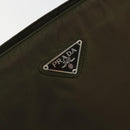 PRADA Hand Bag Nylon Khaki Silver Auth ar13995-17