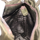 PRADA Hand Bag Nylon Khaki Silver Auth ar13995-19