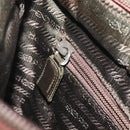 PRADA Hand Bag Nylon Khaki Silver Auth ar13995-21