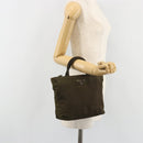 PRADA Hand Bag Nylon Khaki Silver Auth ar13995-23