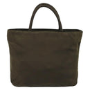PRADA Hand Bag Nylon Khaki Silver Auth ar13995-2