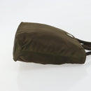PRADA Hand Bag Nylon Khaki Silver Auth ar13995-3