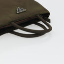 PRADA Hand Bag Nylon Khaki Silver Auth ar13995-7