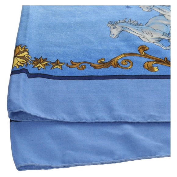 HERMES Carre 140 Scarf Cashmere Blue Auth ar13996M