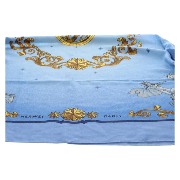 HERMES Carre 140 Scarf Cashmere Blue Auth ar13996M