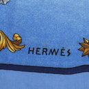 HERMES Carre 140 Scarf Cashmere Blue Auth ar13996M-13