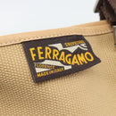 Salvatore Ferragamo Shoulder Bag Canvas Beige Silver Auth ar14005-10