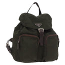 PRADA Backpack Nylon Khaki Silver Auth ar14006-1