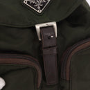 PRADA Backpack Nylon Khaki Silver Auth ar14006-20