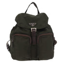 PRADA Backpack Nylon Khaki Silver Auth ar14006-13