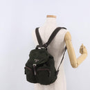 PRADA Backpack Nylon Khaki Silver Auth ar14006-27