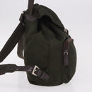 PRADA Backpack Nylon Khaki Silver Auth ar14006-4