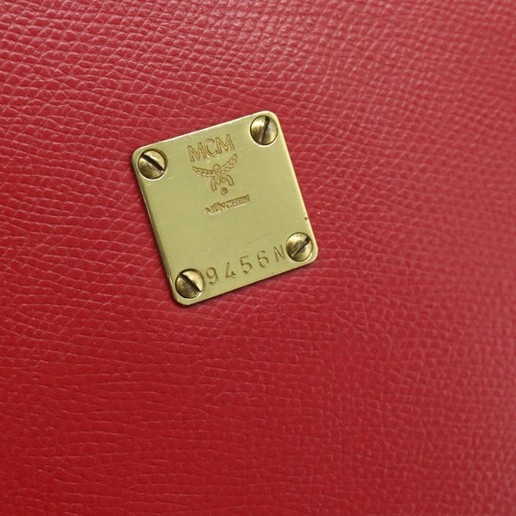 MCM Shoulder Bag Leather Red Gold Auth ar14008