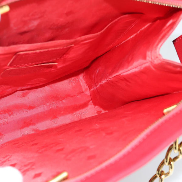 MCM Shoulder Bag Leather Red Gold Auth ar14008