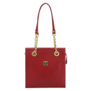 MCM Shoulder Bag Leather Red Gold Auth ar14008-2
