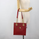 MCM Shoulder Bag Leather Red Gold Auth ar14008-20
