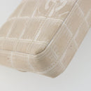CHANEL New Travel Line Chain Shoulder Bag Canvas Beige Silver CC Auth ar14011SAV-13
