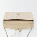 CHANEL New Travel Line Chain Shoulder Bag Canvas Beige Silver CC Auth ar14011SAV-15