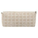 CHANEL New Travel Line Chain Shoulder Bag Canvas Beige Silver CC Auth ar14011SAV-3