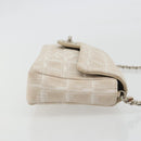 CHANEL New Travel Line Chain Shoulder Bag Canvas Beige Silver CC Auth ar14011SAV-4