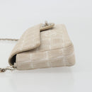 CHANEL New Travel Line Chain Shoulder Bag Canvas Beige Silver CC Auth ar14011SAV-5