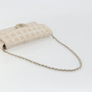 CHANEL New Travel Line Chain Shoulder Bag Canvas Beige Silver CC Auth ar14011SAV-7