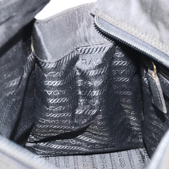 PRADA Hand Bag Nylon Black Gold Auth ar14012