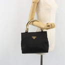 PRADA Hand Bag Nylon Black Gold Auth ar14012-23