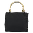 PRADA Hand Bag Nylon Black Gold Auth ar14012-3