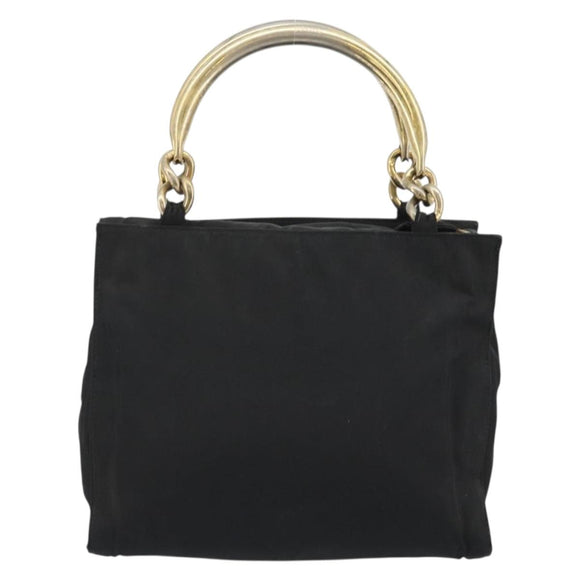 PRADA Hand Bag Nylon Black Gold Auth ar14012