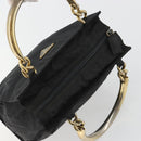 PRADA Hand Bag Nylon Black Gold Auth ar14012-6