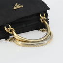 PRADA Hand Bag Nylon Black Gold Auth ar14012-7